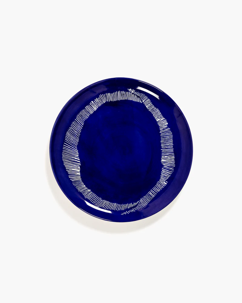 Dinner plate dark blue - white stripes Feast