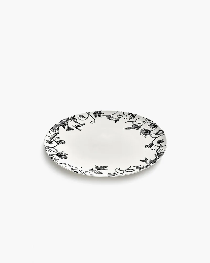 Dinner plate floral fantasy white - black Unity 2