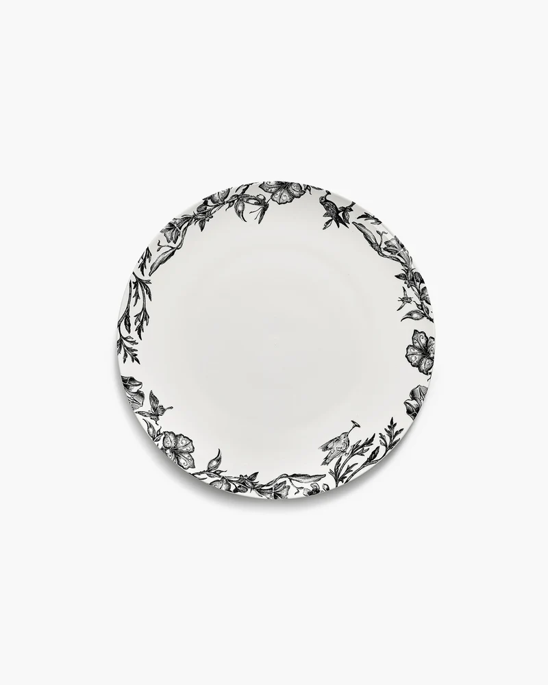Dinner plate enchanted garden white - black Unity